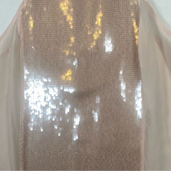 Victoria's Secret Pale Pink Semi Sheer Sequined High Neck Sleeveless Top Size M - Picture 7 of 13